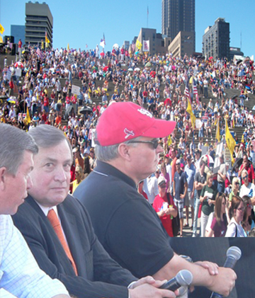 Speaking at St Louis Arch